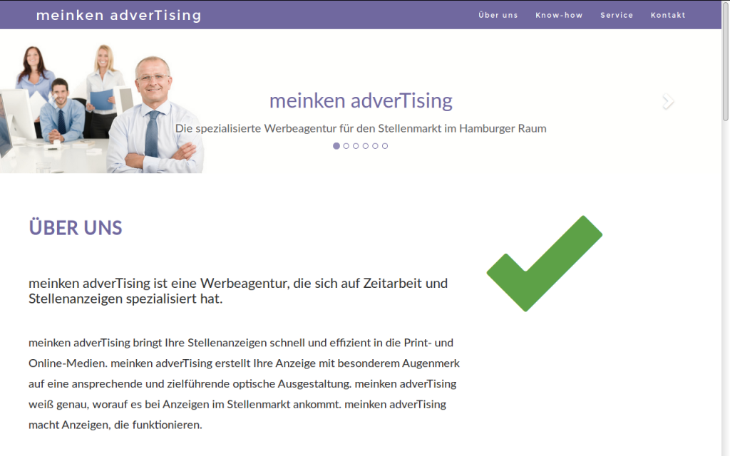 Screenshot [:de]der meinken adverTising-Webseite[:en]of the meinken adverTising website[:]